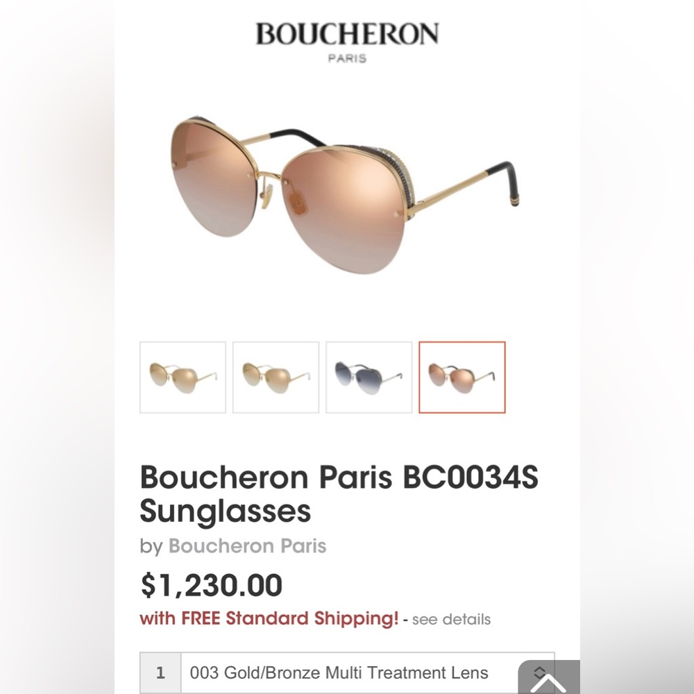 New Women’s Authentic Boucheron Sunglasses - Picture 2 of 5
